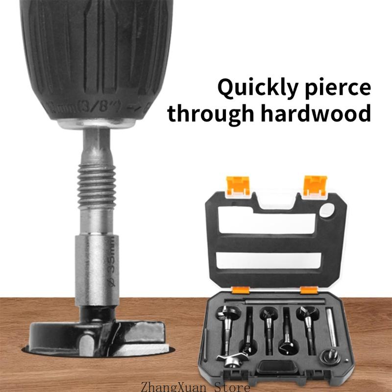 3XUF Professional Woodwork Drill Bit Set 15mm To 35mm For Hardwood With Storage Case