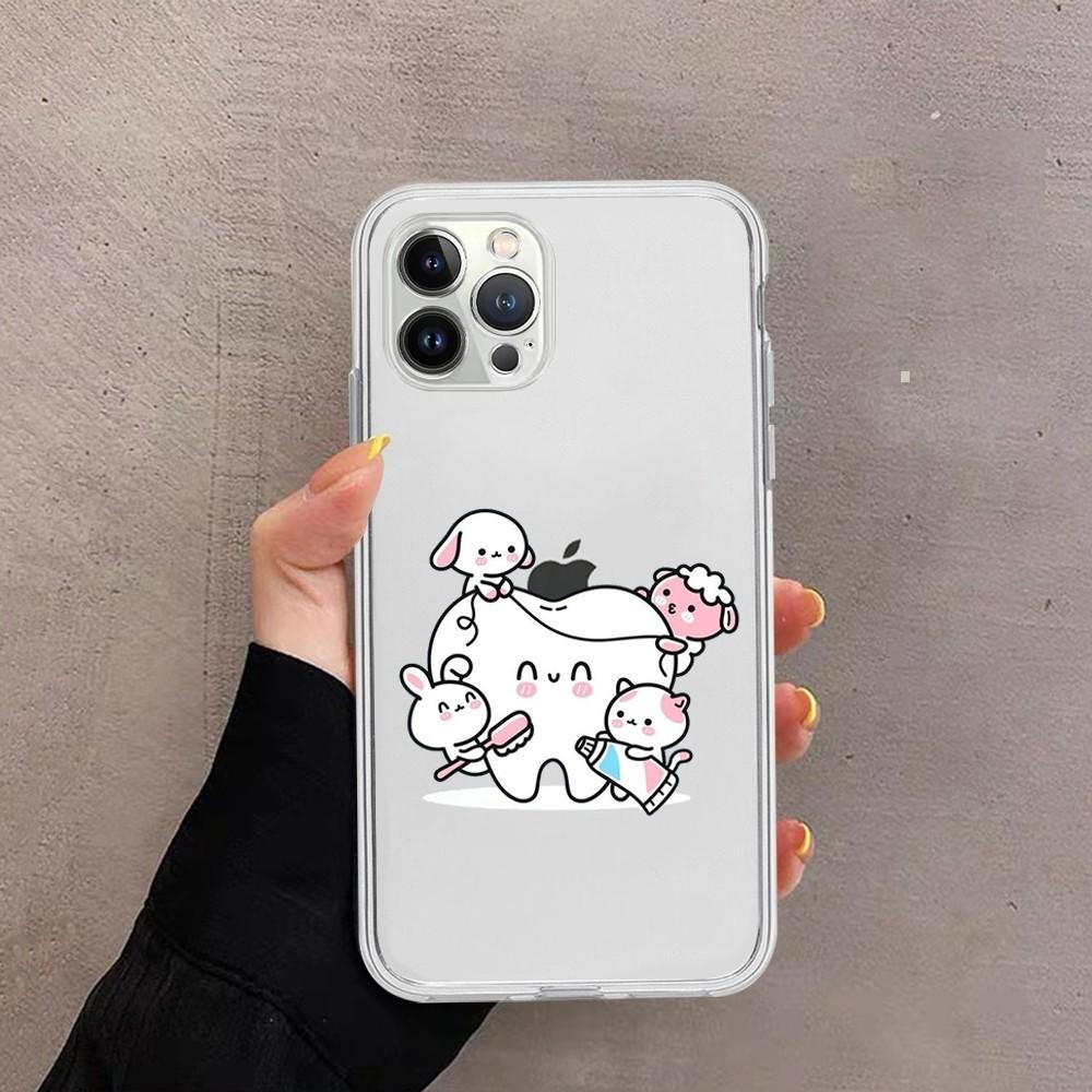 Teeth cute cartoon Phone Case For iPhone 15 13 14 Pro Max XS XR 12 11 Pro 13 Mini 6 7 8 Plus Soft Clear Back Cover