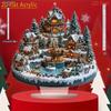 2D Flat Bohemian Style Acrylic Christmas Village Tabletop Decoration, Lights, Trees, and Figures, Suitable for wall decoration, porch, room, villa, ac