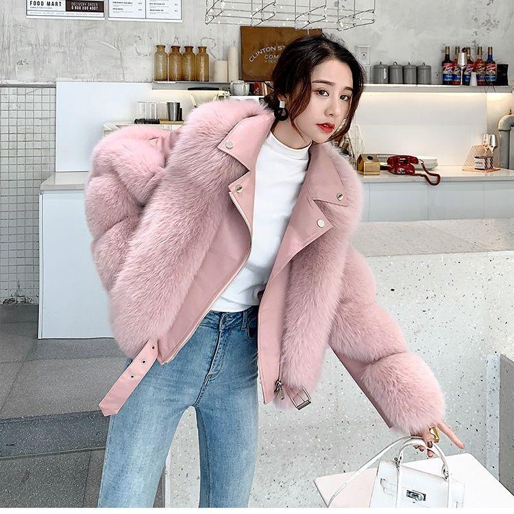 New Imitation Fox Fur Coat for Women Motorcycle Style Short Slim Fur Tops Internet Celebrity New Warm Coat