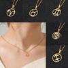 1pc Stainless Steel Jewelry Gifts Gold Color Women Men 12 Constellation Zodiac Sign Hollow Pendant Necklaces