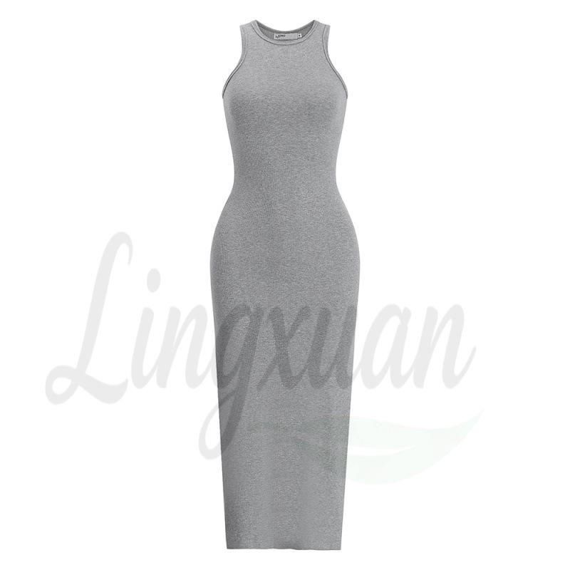 

2026 Spring/Summer Sexy Backless Bodycon Dress - Slim Fit Midi Skirt for Women Small серый