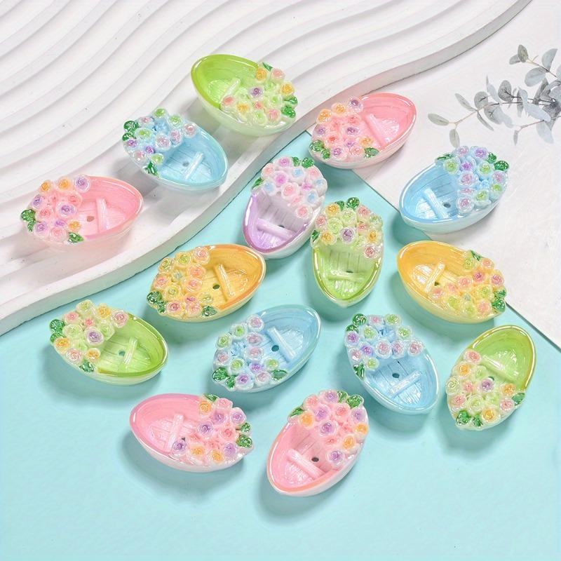 

Floral Boat Beads Nautical Charms for DIY Keychain Bag Decor 5pcs разноцветный