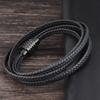 Black Cowhide Bracelet, Men's Multi-layer Genuine Leather Woven Bracelet, Handmade Leather Bracelet.