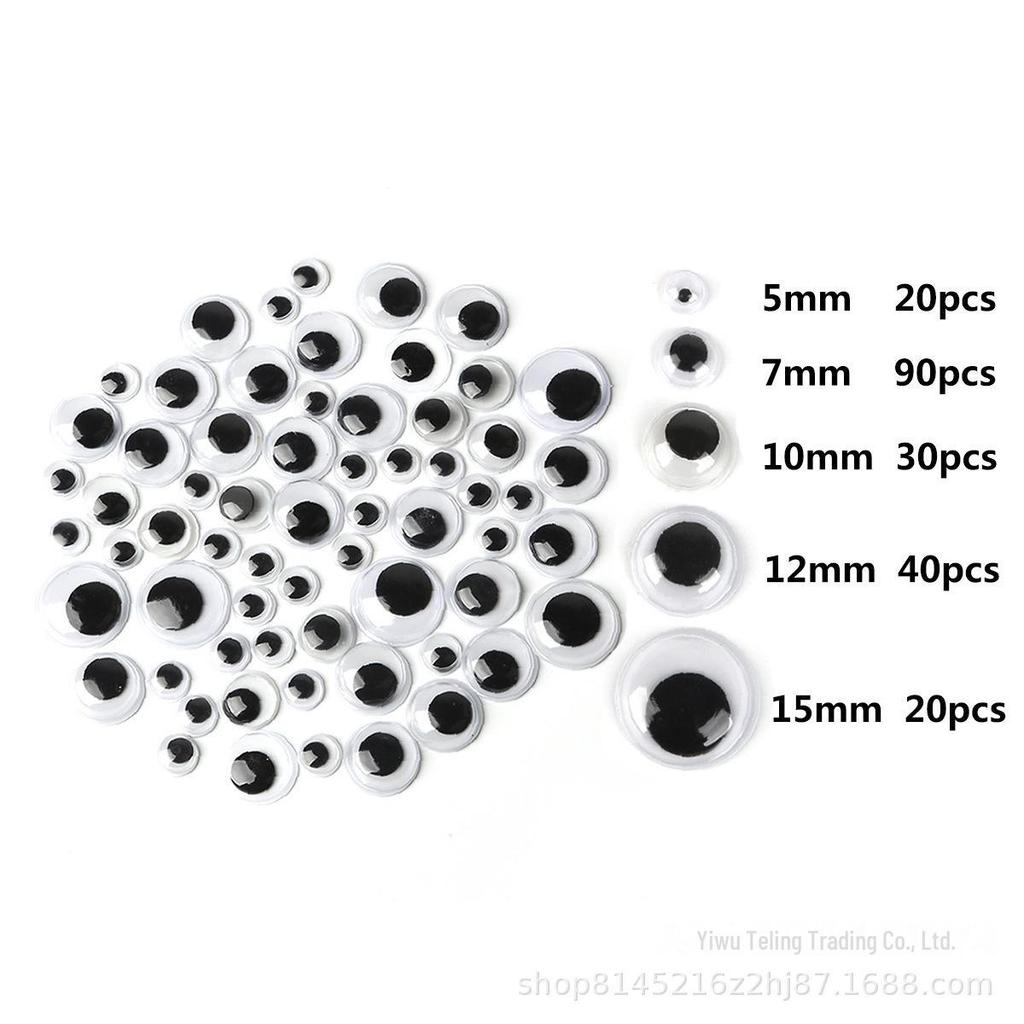 Pre-made DIY Toy Animal Accessories: Adhesive Black and White Moving Eyes for Kids