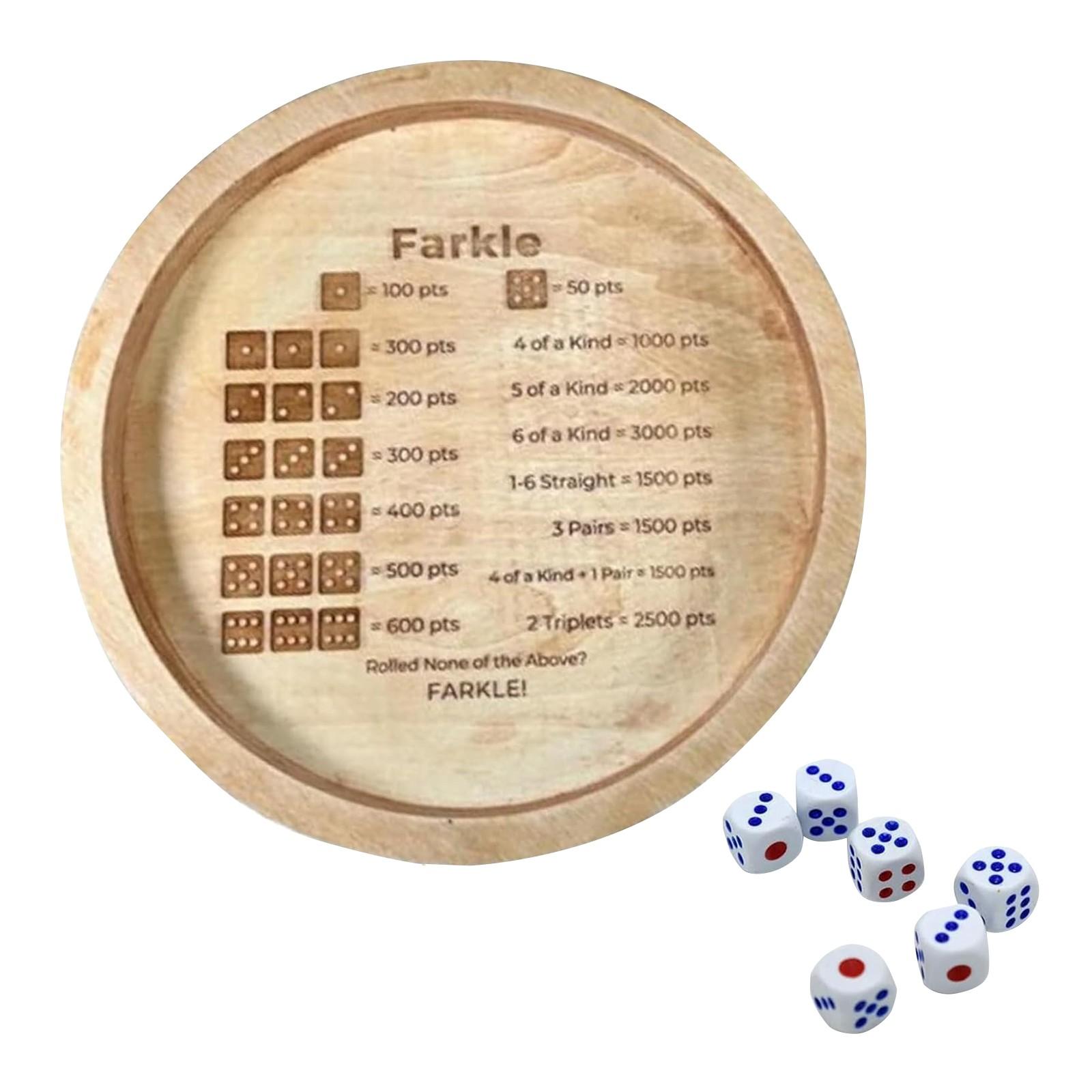 

Классическая игра в кости Farkle с подносом, деревянный поднос для игральных костей для классической игры в кости Farkle, лоток для игры в кости для катания для семейной вечеринки, дорожной игры One Size