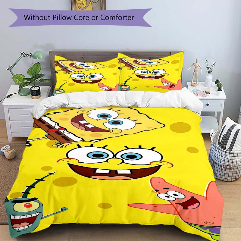 Spongebob Squarepants Adventure Print 3Pcs Bedding Setduvet Cover With 2 Bedropillowcase Home Birthday Gift