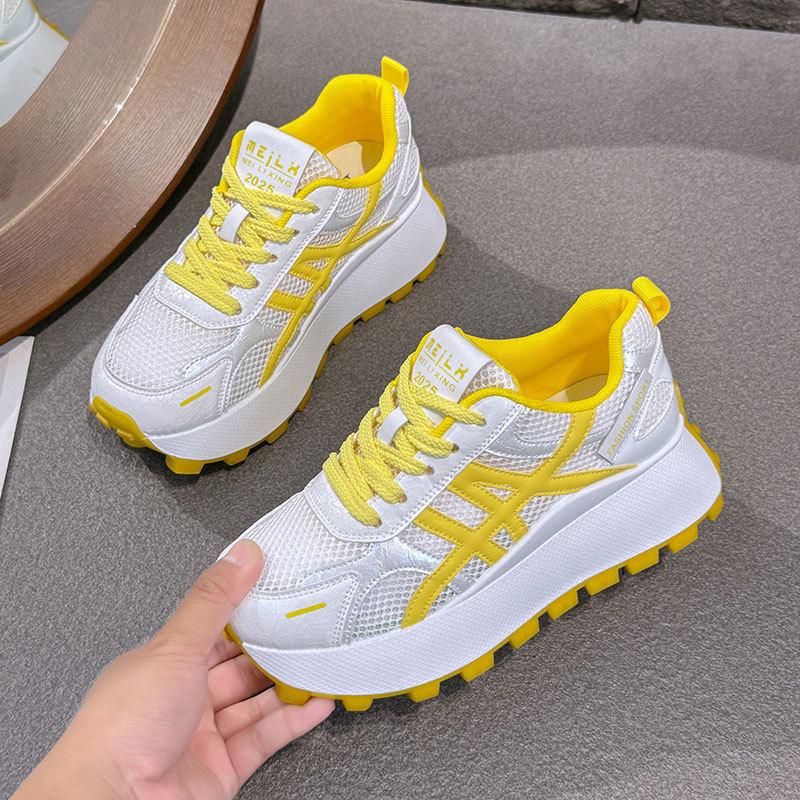 

Sports and leisure heightening dad shoes women s breathable mesh Forrest Gump shoes 2025 new popular thick-soled inner heightening mesh shoes 35
