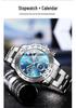 OFNS Men's Quartz Watch: Fashionable Business Design, Six-Hand Dial, Calendar, Solid Steel Band, Waterproof.