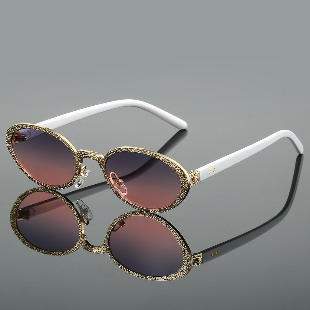 Vintage Oval Sunglasses  New In Fashion Metal Rim Gradient Shades Women Ins Trendy Stylish Brand Design Sun Glasses