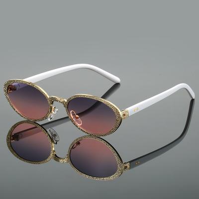 Vintage Oval Sunglasses New In Fashion Metal Rim Gradient Shades Women Ins Trendy Stylish Brand Design Sun Glasses