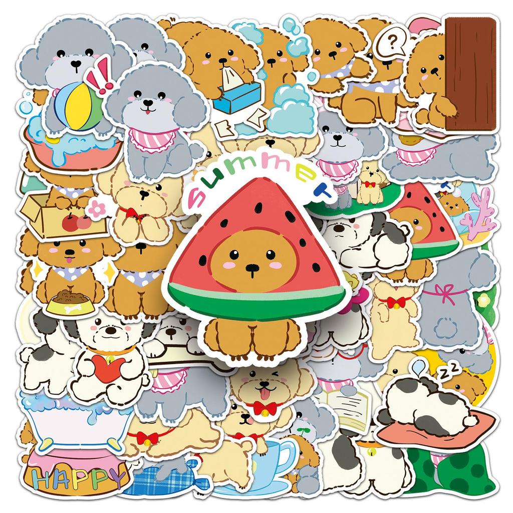 50 Cute Cartoon Dog & Animal Stickers - Waterproof Decorative for Bottles & Journals (50pcs)