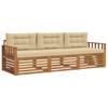 Outdoor Sofa Set with Cushions 3 Pcs Natural and Beige