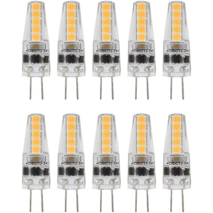 Lot de 10 ampoules LED G4 2W 3000K dimmables 12-24V - Blanc chaud, 200 lm, 50 000 h