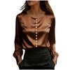 2026 Womens Satin Silk-Feel Short Sleeve T-Shirt With Pearl Embellished Round Neck Solid Color Casual Street Style