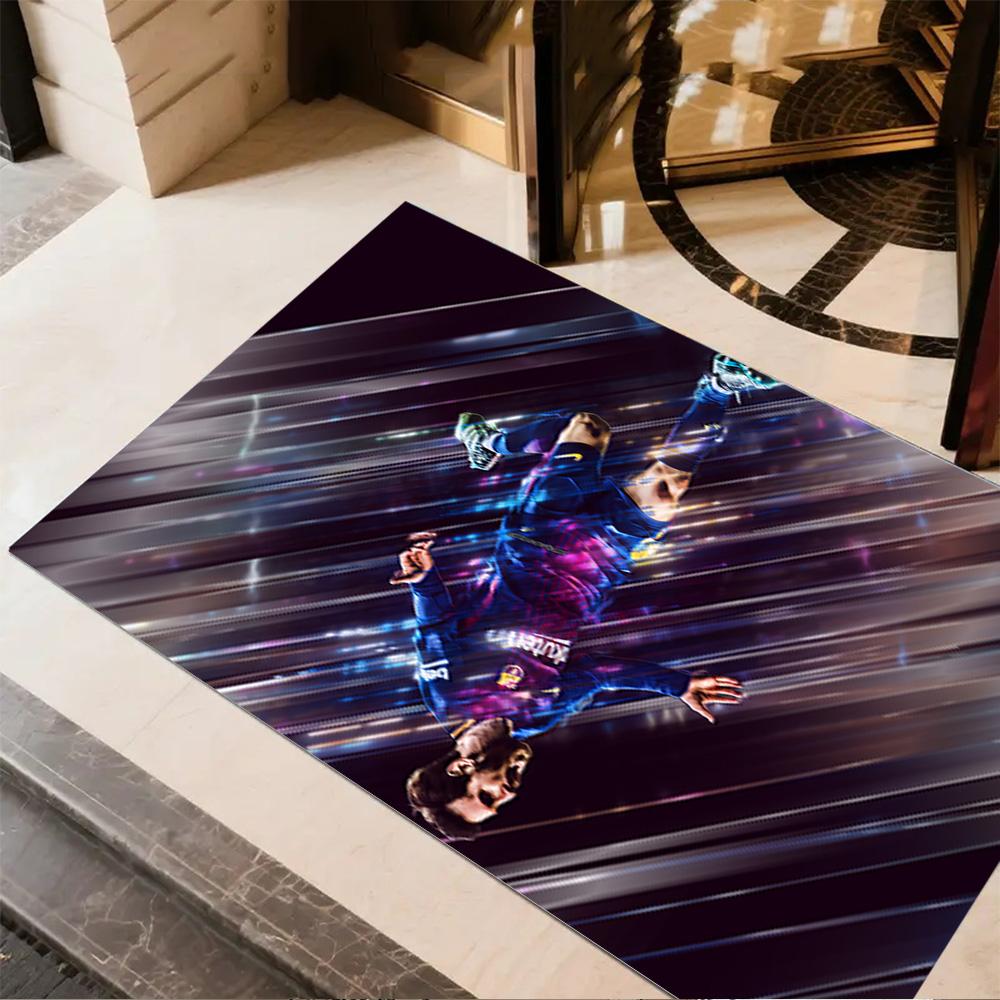 Barcelona's Messi Action Area Rug Design for Game Room Kitchen Dormitory Foyer Anti-slip Rug Decorate Offices Perfect Gift for Friends & Family