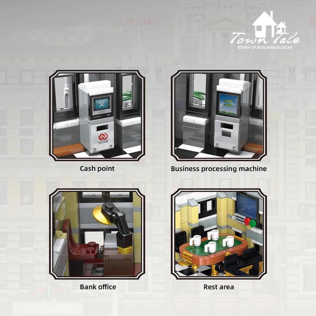 10423PCS Classical Bank Building Blocks MOC Bank Street View Model Bricks Desktop Decoration Diy Toys For Kids Holiday Gifts