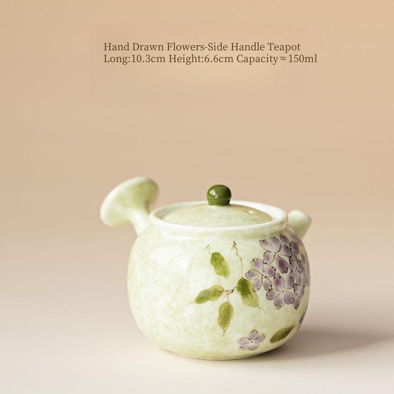 

Hand Drawn Flowers Side Handle Teapot Anti Scalding Teapot Tea Maker Lady Tea Set Filter Teapot Kungfu Tea Set Tea Ceremony