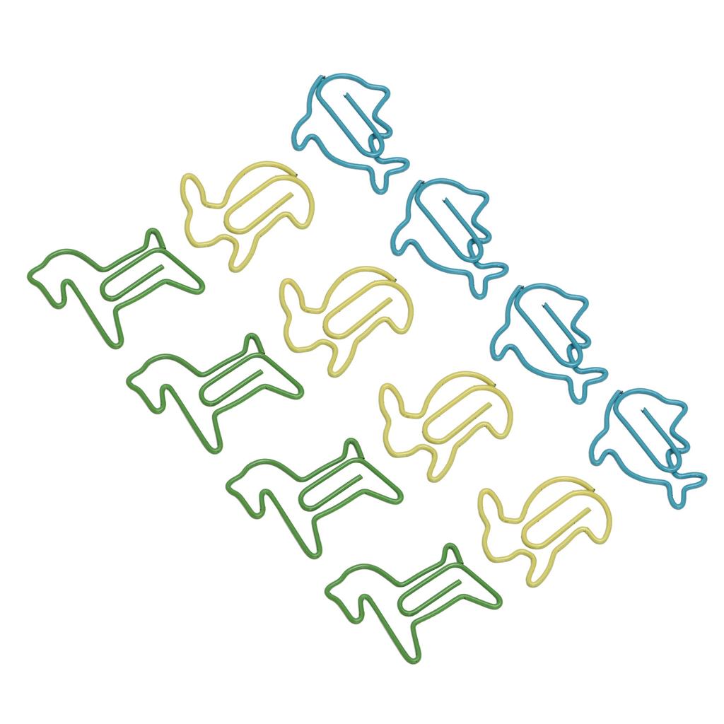 32 Box Paper Clips 3 Colors Innovative Pony Rabbit Dolphin Combo Small Metal Paperclips for Paperwor