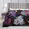 Soft Blanket Picnic Halloween Derpy Tiger Throw Blanket  Flannel Bedspread For Living Room Novelty Sofa Bed Cover