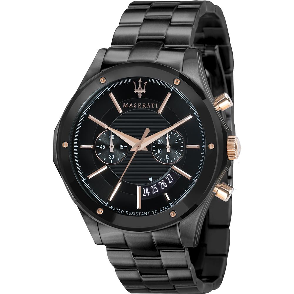 Мужские кварцевые часы-хронограф Maserati Circuito Black Metal с датой R8873627001 чёрный