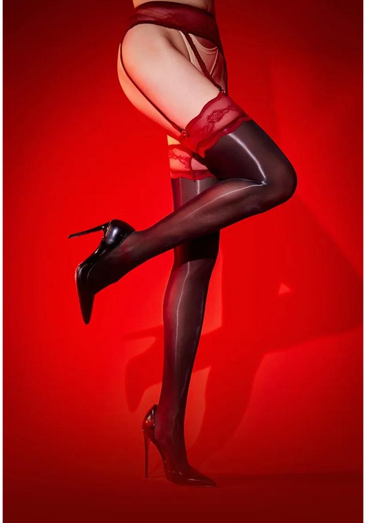Sexy Women'S Lace Hosiery Stocking Lady Mesh Knee High Long Shiny Legging With Garter Belt Erotic Lingerie Office Lady Party