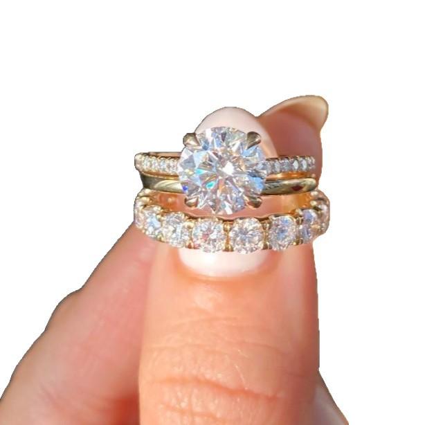 Wish New Ring Set, Four-claw Double Diamond Zircon Ring Set, Fashion Hand Jewelry