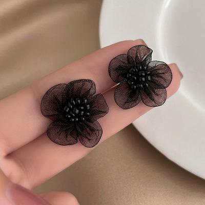 Flower Earrings Sweet Pearl Flower Earrings Petal Simple All-Match Earrings Lace Earrings