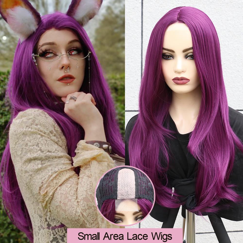 

Sivir синтетический фиолетовый кружевной бразильский парик длинные прямые парики для женщин средняя часть волос вечерние/ежедневные/косплей термостойкое волокно 210-MKDT9A236-3700