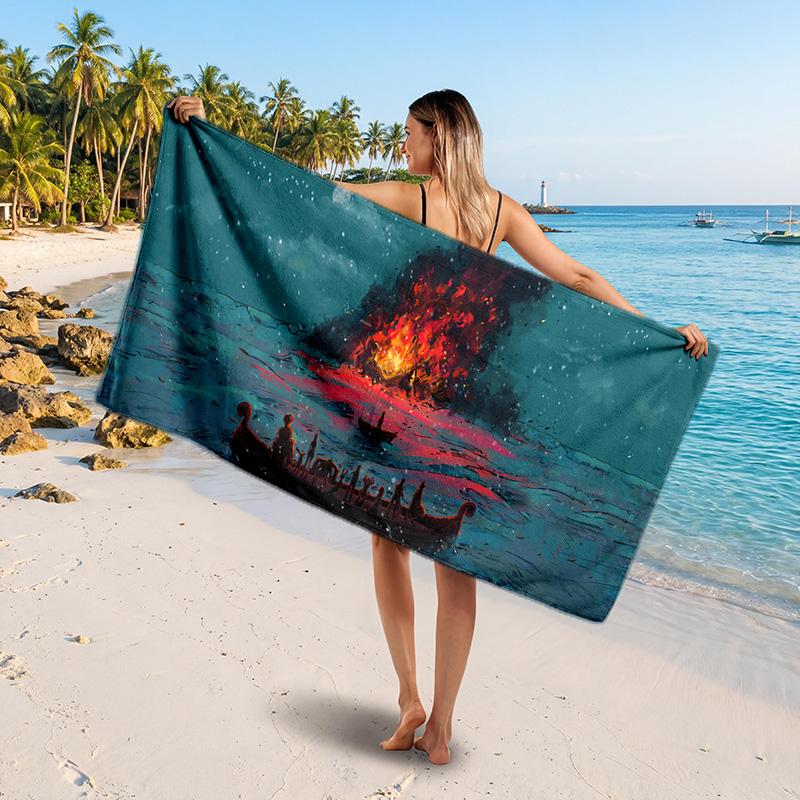One Piece Printed Swim Towel, Portable Water Absorbent Towel for Beach Camping Daily Bathroom Use