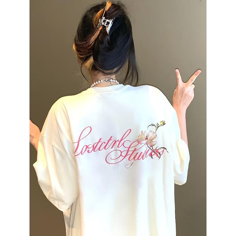 Letter Print Crew Neck T-shirt, Short Sleeve Casual Top For Summer & Spring, Women's Clothing