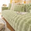 Winter Thickened Stroking Cats Warm Sofa Cushion  Rabbit Plush Sofa Cover Solid Color Non-Slip Seat Cushion