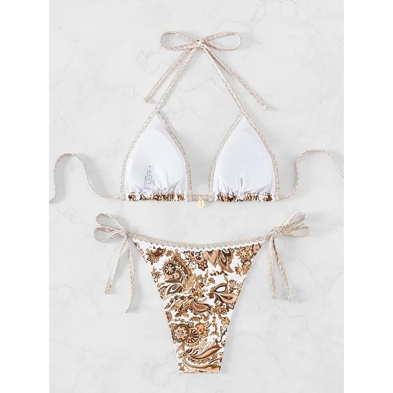 Vzvn 2026 Summer Female Swimsuit Bathers Bathing Swimming Suit Beachwear Halter String Triangle Two Piece Bikini Women Swimwear