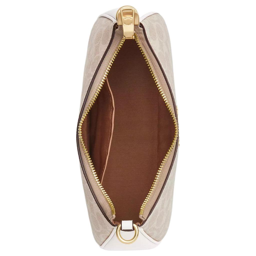 Coach Teri 24 Monograma Clásico Logo Cierre de Cremallera Lona Recubierta Bolso de Mano Cruzado al Hombro Mediano Bolsos de Mujer Arena Blanco Tiza CV933-IMXDM