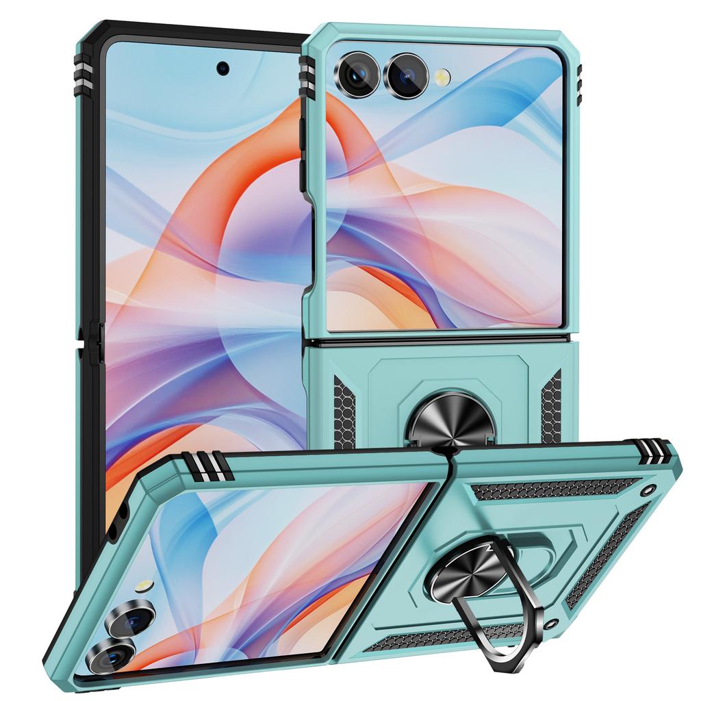 Military-grade Shockproof Phone Case For Samsung Galaxy Z Flip 7 Armor Ring Stand Holder Protective Case For Z Flip 7 FE 6 5 4 3