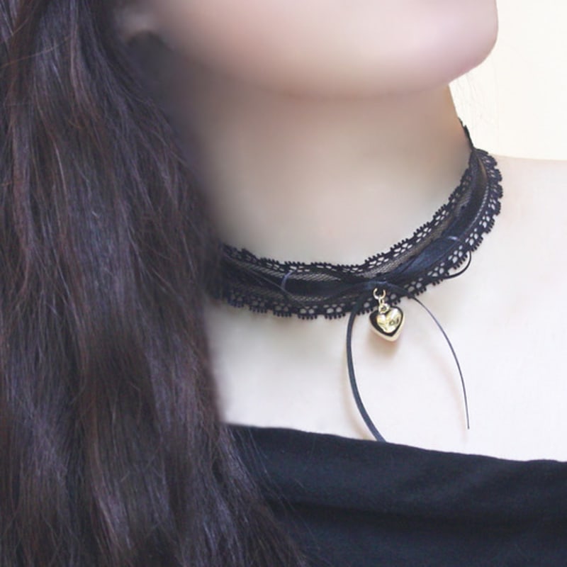 Glammuse [Glam Choker Series] Lace Heart Ribbon