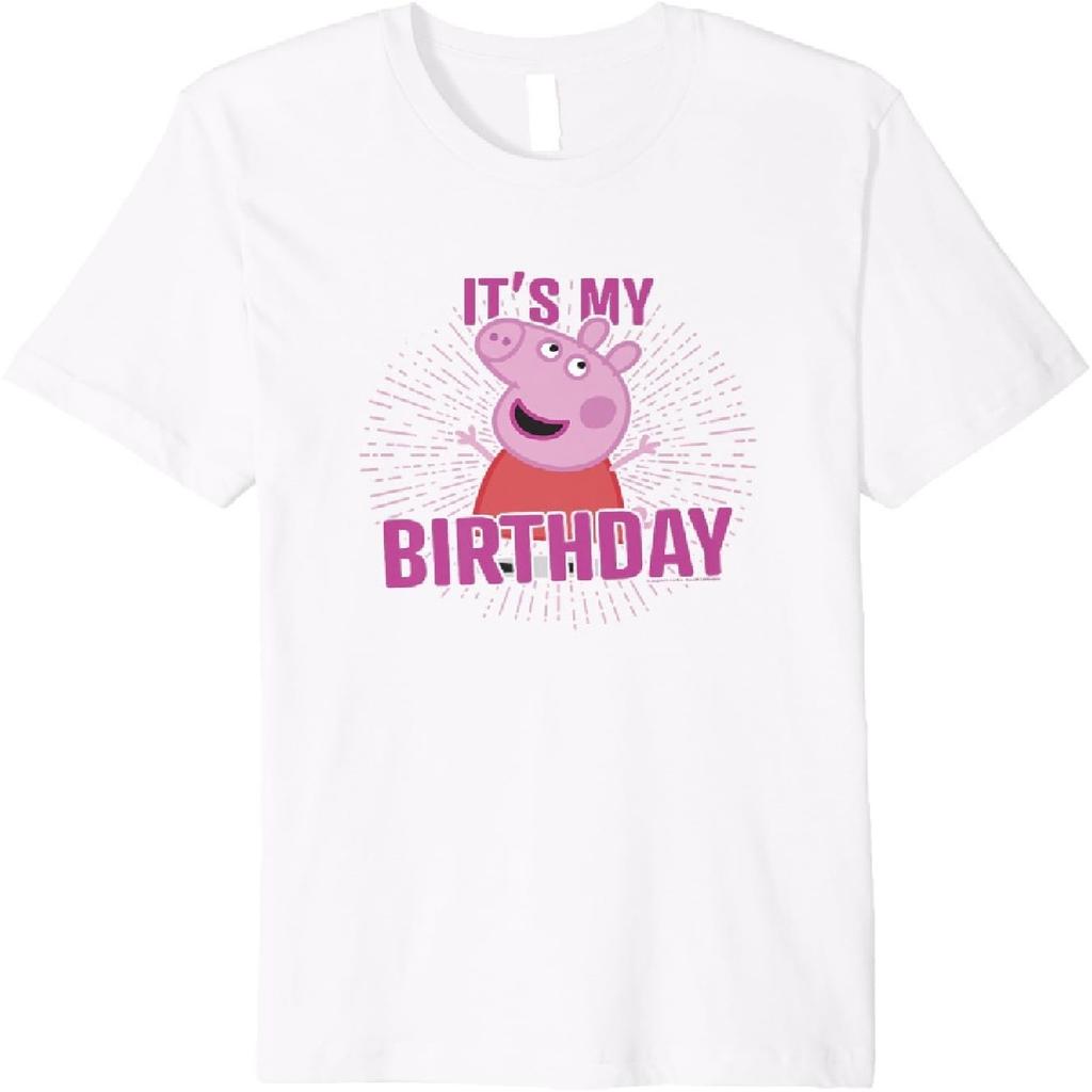 Peppa Pig It's My Birthday Pink Celebration Text Premium T-Shirt