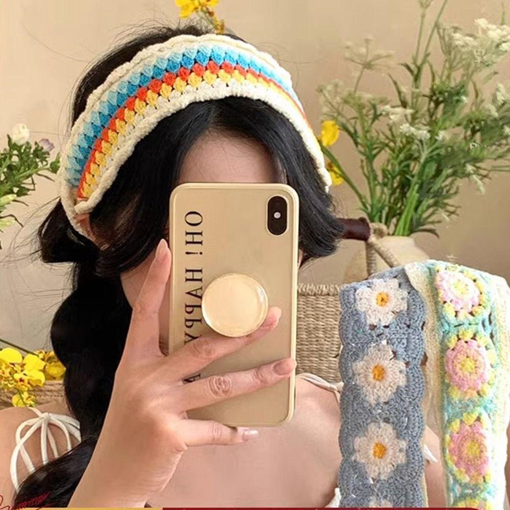 Flower Knitted Headband Hair Band Women Hair Scarf Vintage Ethnic Style Turban Children