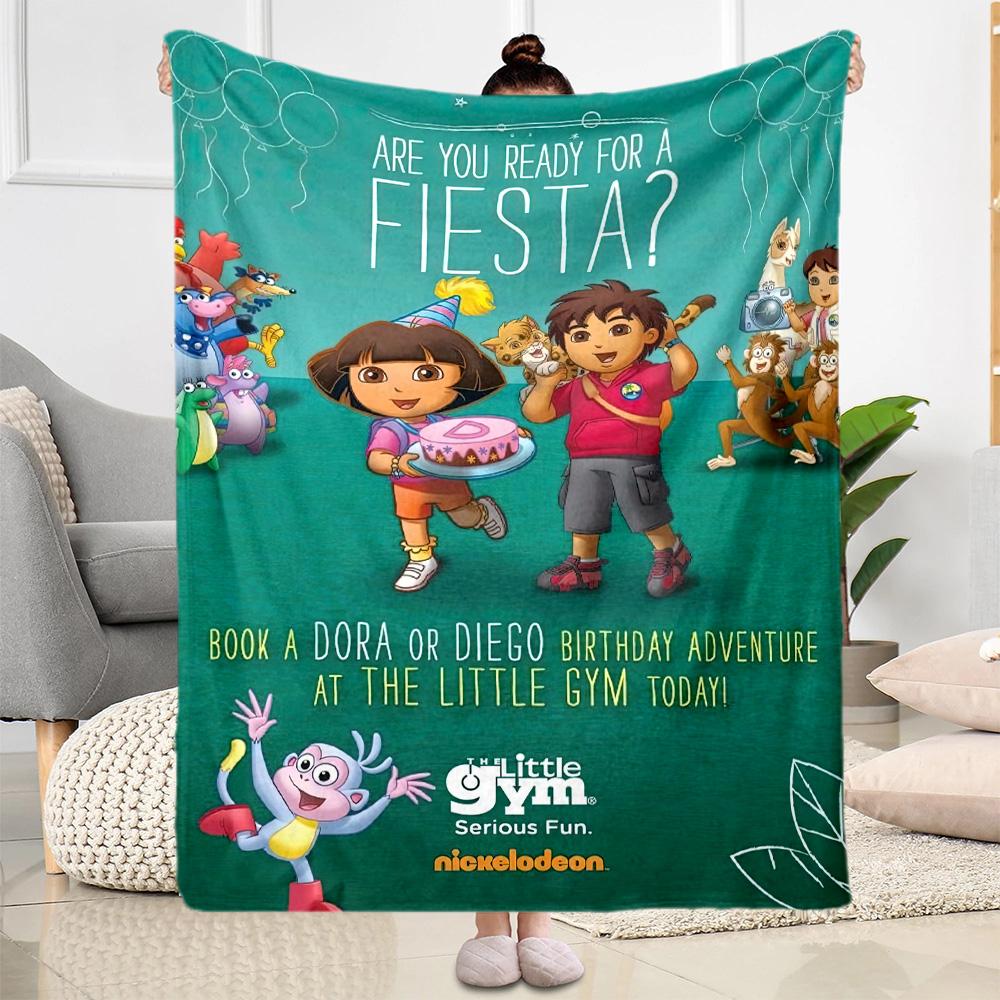 Dora Explorer Blanket Warmthful Decor Perfect for Sofa Office Bed Four Seasons Universal Digital Print Ideal Gift for Friends Family Couples Picnic