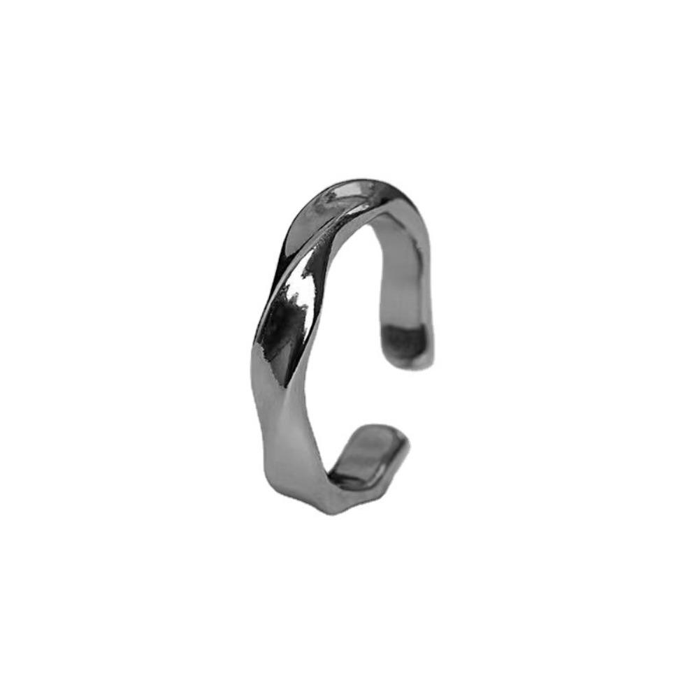Mobius Wave Ring Silver Color Alloy Open Ring for Women Simple Retro Men Jewelry Fashion Style Trend Accessories