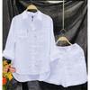 Dames Ademend Linnen Casual Pak Shirt + Broek 2-delige Set