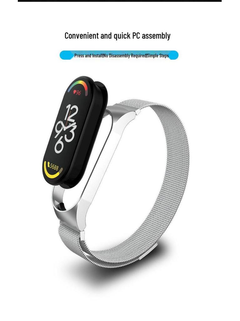 Xiaomi Band 7 Milanese Magnetic Stainless Steel Strap - Adjustable Replacement Wristband