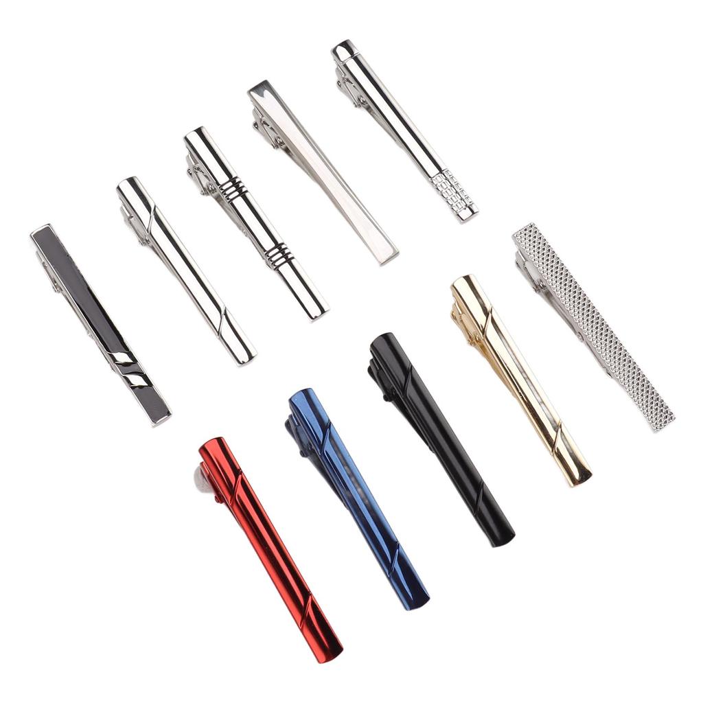 10 Pcs Tie Clip Stylish Elegant Copper Necktie Pin Set for Business Wedding Banquet