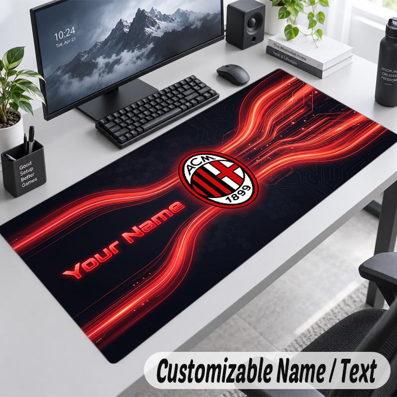 Custom Name Text Mouse Pad AC Milan Personalized Desk Pad For Work And Gaming