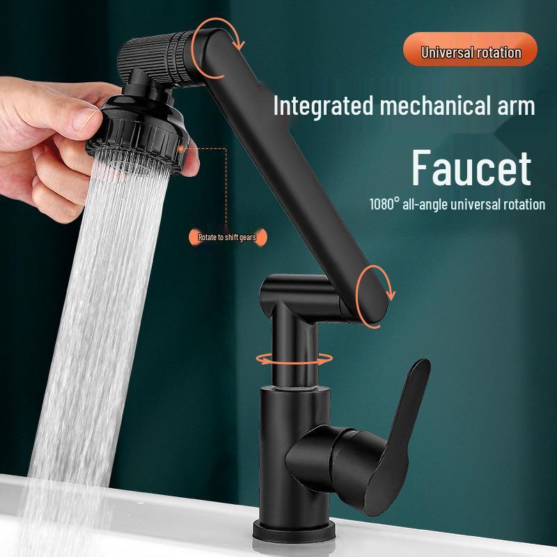 

Stainless Steel Dual-Use Kitchen & Bathroom Faucet - Hot and Cold Water Basin Faucet + 60cm Hot/Cold Inlet Pipe