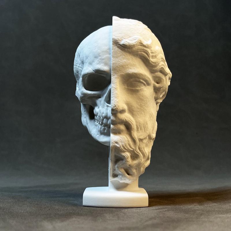 

Creative Retro Roman Art Figures Plaster Sculptures Desk Ornaments Figures Skeletons Combined with Head Statue Aesthetic Decor