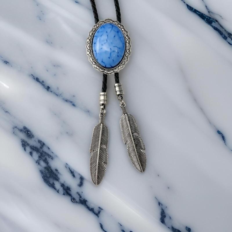 Vintage Gemstones Bolo Tie for Adult Unisex Cowboy Necktie Costume Accessories Shirt Bolo Tie for Men PU Rope Necktie