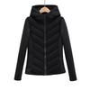 Damen Winter Vintage Schwarz Slim-fit Gepolsterte Baumwolljacken Mantel Mode Kapuze Langarm Parkas Weibliche Oberbekleidung Oberteil Kleidung