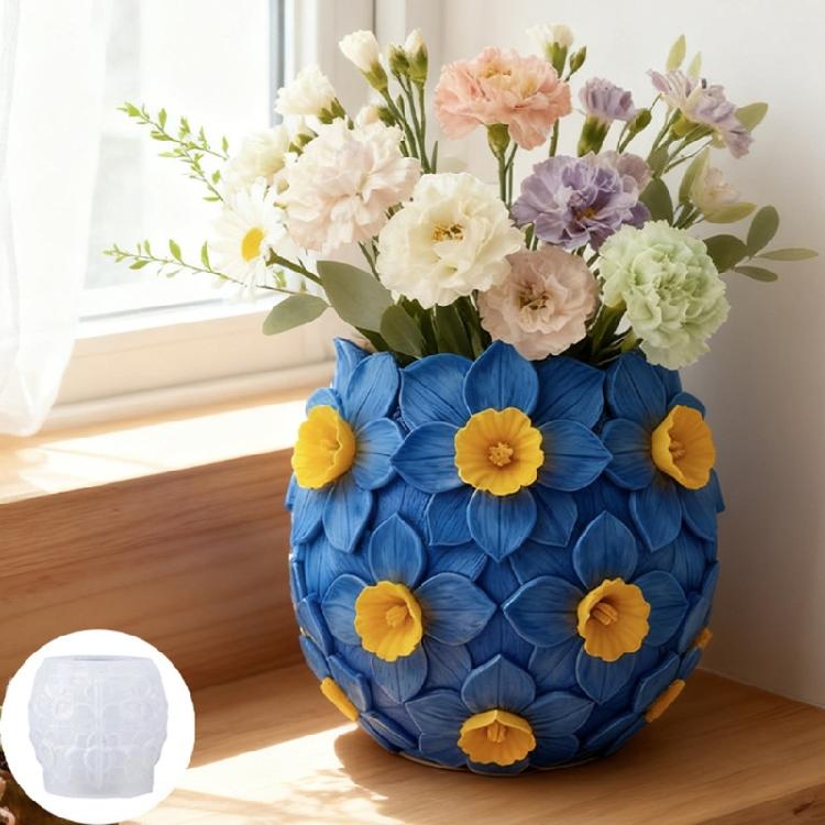 Narcissus Design Silicone Craft Mold For DIY Resin Jewelry Organiser Flower Plant Pots Making Home Decoration Projects