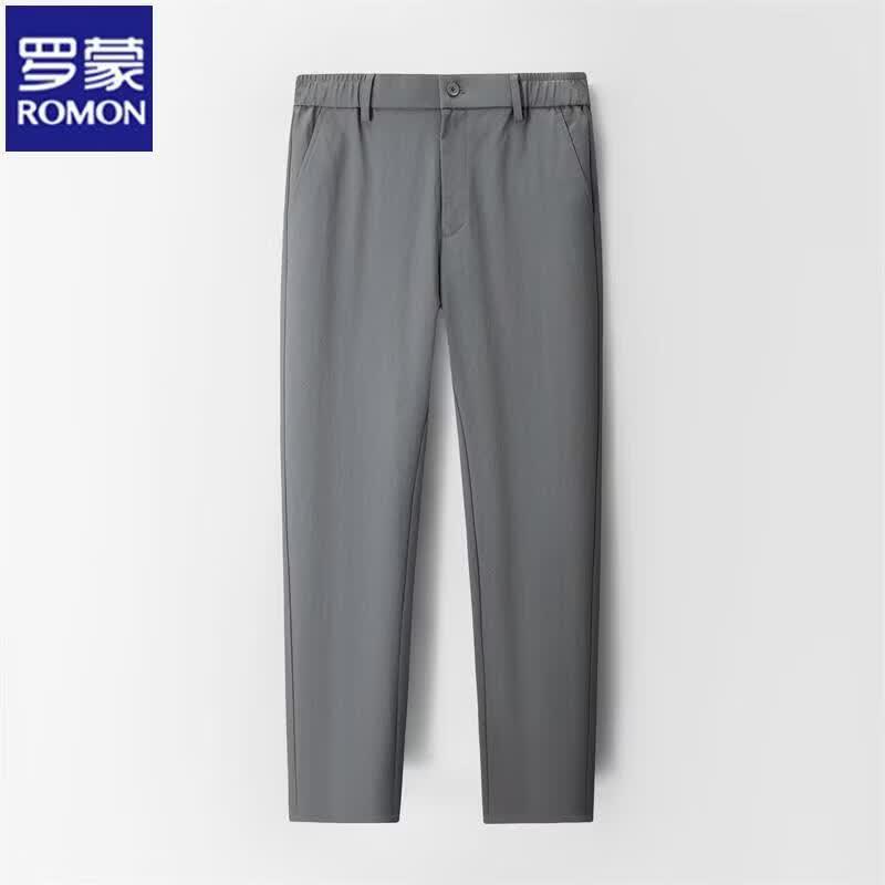 ROMON Men's Elastic Waist Casual Straight Long Pants